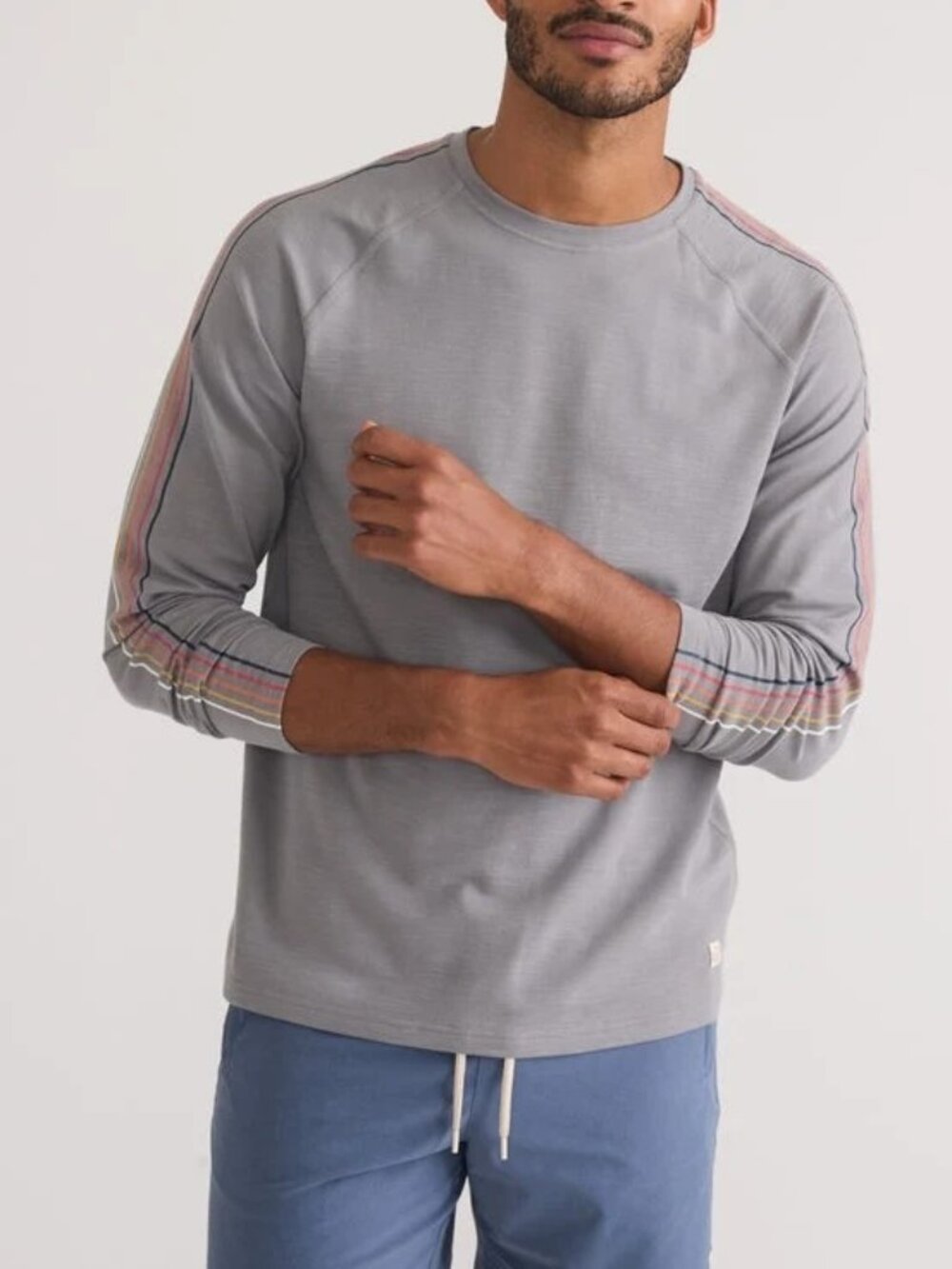 Marine Layer Grey Stripped Sleeve Air Crew Tee/29722